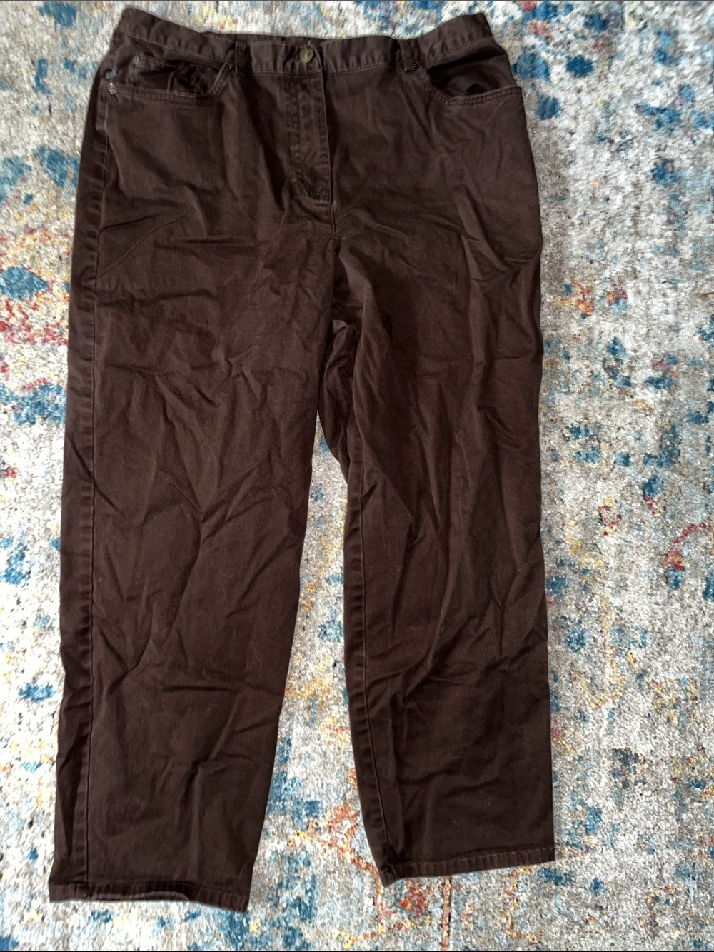 Ruby Rd. Dark Brown Straight-Leg Chinos